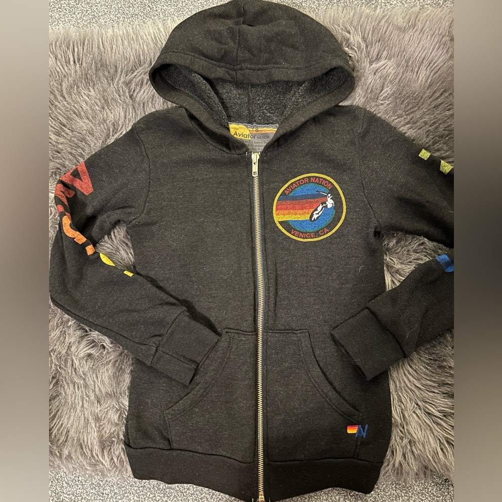 Youth kids Aviator Nation sz 8 zip up sweatshirt hoodie jacket